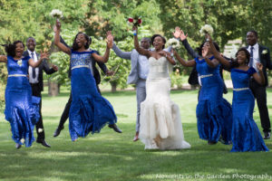 Bridal party jumping